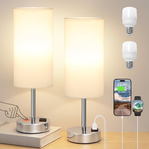 Dicoool Touch Table Lamp for Bedroom Set of 2 - Small Desk Lamp for Dorm