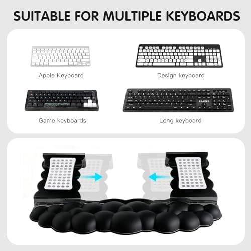 Black Acrylic Keyboard Stand with Wrist Rest，Detachable/Adjustable Width