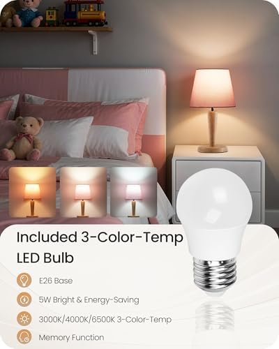 12" Wood Bedside Table Lamps Set of 2, Small Desk Lamps for Small Places, 3 Color Temperatures with Memory, Pink Linen Shade & E26 Bulbs, for Bedroom Living Room Office MP13TLP205