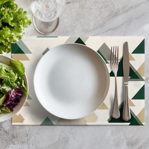 Batmerry Abstract Neutral Tones Placemats, Geometric Art Modern Washable Linen Table Mats for Kitchen Table Double Insulation Decor Dining Set Indoor Outdoor 12X18 in Set of 6
