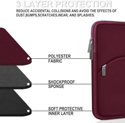 Laptop Case 14 inch, Slim Portable Monitor Protective Cover with Front Pocket, Traveling Carrying Laptop Sleeve Compatible for MacBook Air/Pro, HP, Dell, Lenovo, Acer, Wine Red