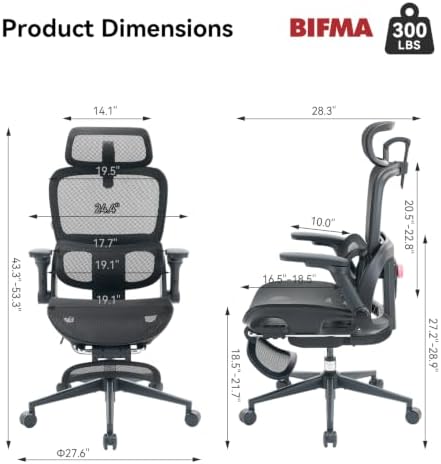 SIHOO B300 Pro Ergonomic Office Chair with Footrest, 4D Lumbar Support