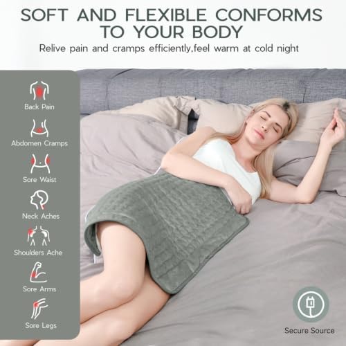 Heating Pad for Back Neck & Period Cramps, Auto Shut Off, Gray