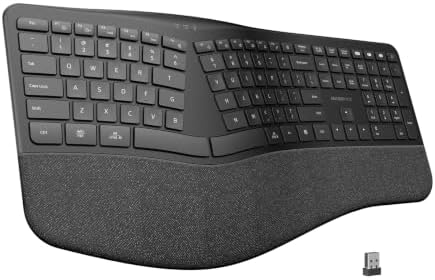 Micropack Split Ergonomic Keyboard Wireless, Multi Device Bluetooth & USB Receiver Connectivity, Rechargeable USB-C Silent Scissor Keys with Palm Support, Compatible with Mac PC Laptop Home Office