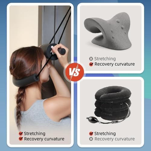 Comness Cervical Traction Device for Neck Pain Relief, Over The Door Neck Stretcher to Restore Natural Curve, Home Use Cervical Neck Traction (Thick)