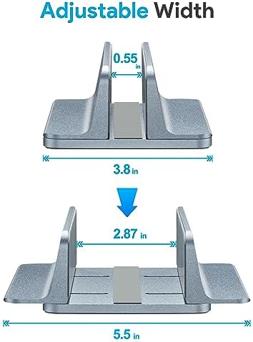 JARLINK Vertical Laptop Stand, Aluminum Laptop Holder Desktop Stand with Adjustable Dock Size (up to 17.3 inches) Compatible with All MacBook/Surface/Dell/Gaming Laptops (Gray) (Pack of 2)