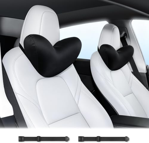 Wigoo Ergonomic Slim Car Headrest Pillow with Adjustable Strap, 2-Pack