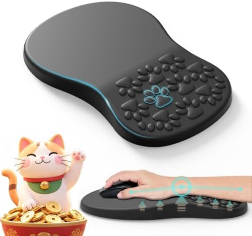 Black Ergonomic Mouse Pad - Wrist Rest Support,Non-Slip PU Bottom