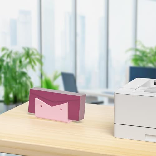 Mail Organizer Envelope Holder - Pink Acrylic Mail Holder Countertop Vertical Desk Organizer Small File Bill Document Notebook Letter Sorter for Home School Office Supplies