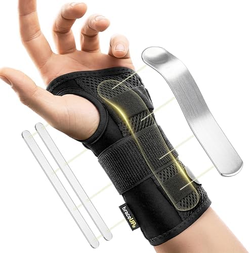 BraceUP Carpal Tunnel Wrist Brace - Metal Wrist Splint for Hand and Wrist Support, Tendonitis Arthritis Pain Relief