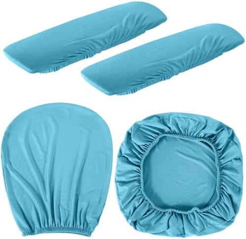 Tallew 4 Pcs Office Chair Covers Set Computer Universal Protective Stretchable Chair Seat Covers Desk Armrest Cover Slipcovers Pads Office Cushion Backrest for Rotating(Regular,Sky Blue)