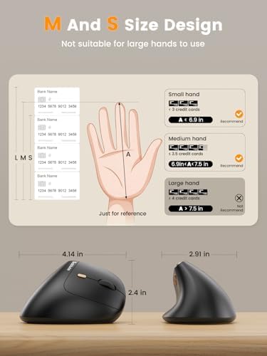 SABLUTE MAM3 Ergonomic Mouse, Wireless Mouse for Small/Medium Hands