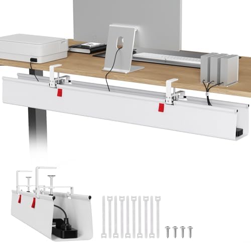 Univivi No Drill Under Desk Cable Management Tray, 48 inch Cable Management