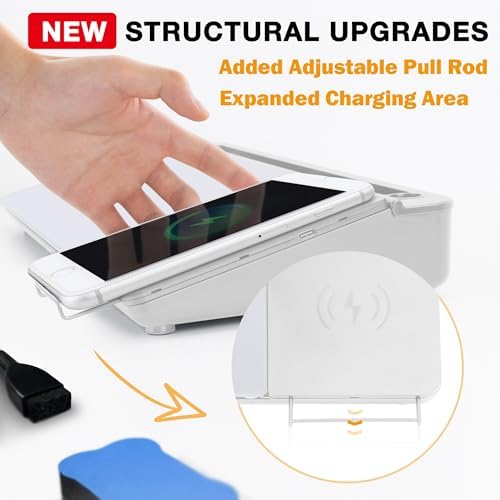 SELEAD Desktop Glass Whiteboard with Wireless Charger and Storage, White