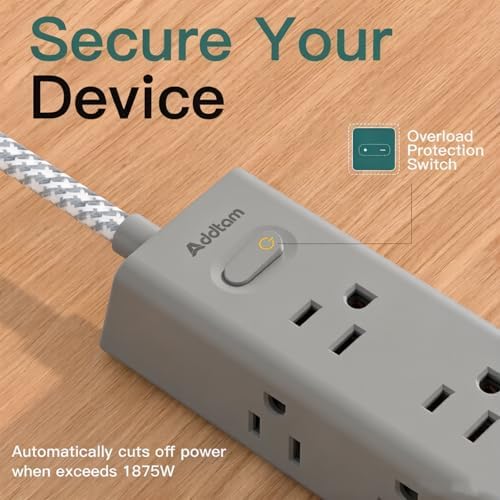 10FT Extension Cord, Power Strip Surge Protector with 12 AC Outlets & 4 USB
