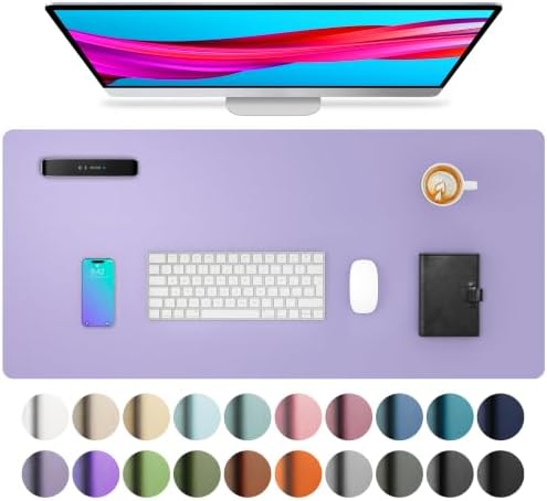 Aothia Faux Leather Desk Mat (Light Purple, 23.6" x 13.7")