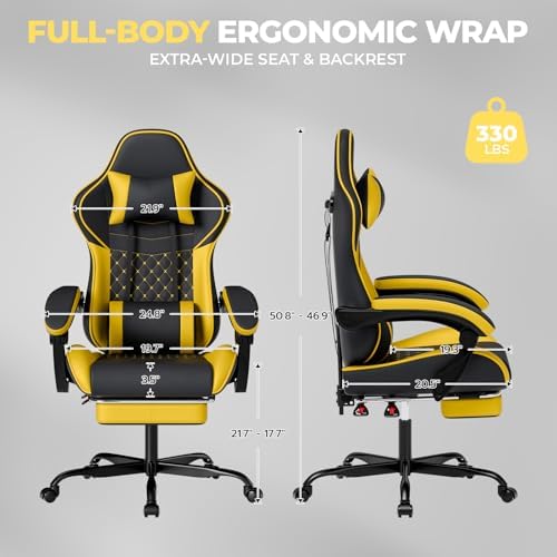 Ergonomic Video Gaming Chair Blackyellow