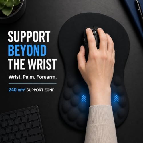 Ergonomic Mouse Pad with Wrist Rest, Large 12x8 inch, Black