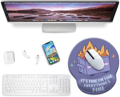 Blusabaca Dumpster on Fire Mouse Pad Wrist Rest, Purple Desk Decor Gifts