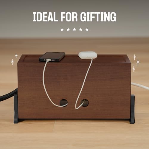 COREMINDED Extra Large Cable Management Box, Wood Cord Hider Box & Organizer for Power Strip, TV Wires & Desk Cable Storage