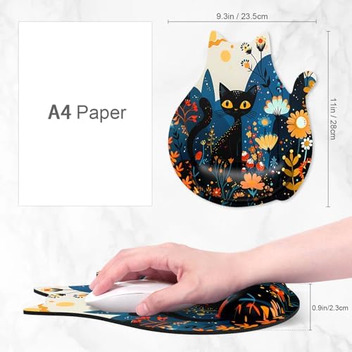 Ergonomic Mouse Pad with Wrist Rest, Cute Cat Memory Foam Padded Pain Relief Non-Slip Wrist Support Mouse Mat for Gaming Work Computer Laptop, Funny Office Supplies Desk Accessory, Cute Cat
