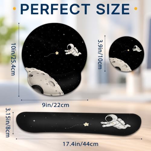 Astronaut Wrist Rest Mouse Pad 3 Piece Set with Keyboard Rest and Coaster