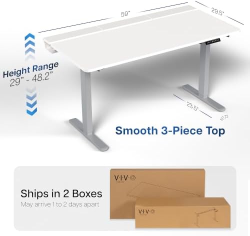 VIVO White 60 x 30 in Standing Desk, DESK-KIT-1G6-P3W