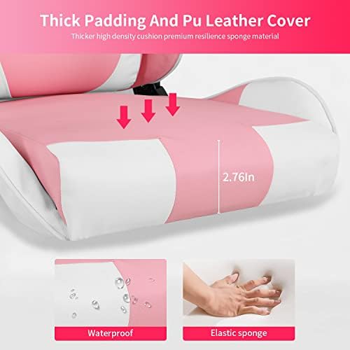 Gaming Chair Office Chair Desk Chair with Lumbar Support Headrest Armrest Task Rolling Swivel Ergonomic E-Sports Adjustable PC Gamer Chair (Pink)