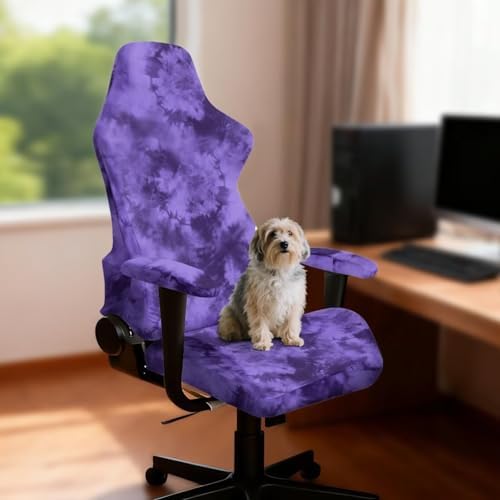 Tie Dye Print Gaming Chair Cover with Armrest Covers Non Slip Anti Scratch Furniture Protector Stretchable Stain Resistant Gamer Chair Slipcover
