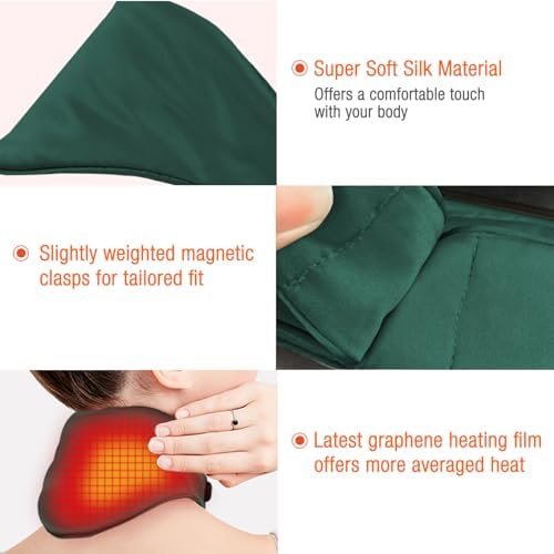 Neck Heating Pad, ARRIS Small Portable Heated Neck Wrap with Adjustable Time and Temperature Control, USB Powered Neck Pain Relief, Stiffness Relief or Postoperative Recovery Green