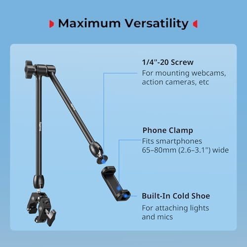 SMALLRIG Desktop Magic Arm Support with Super Clamp Kit, Phone Mount Clamp