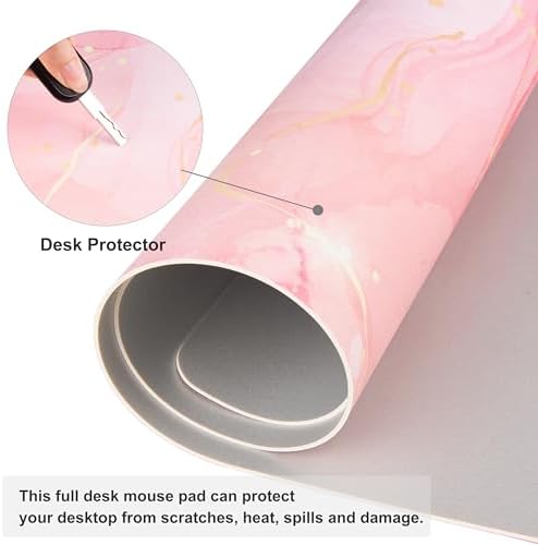QIYI PU Leather Large Mouse Pad, Waterproof Desk Mat, 31.5" x 15.7", Pink