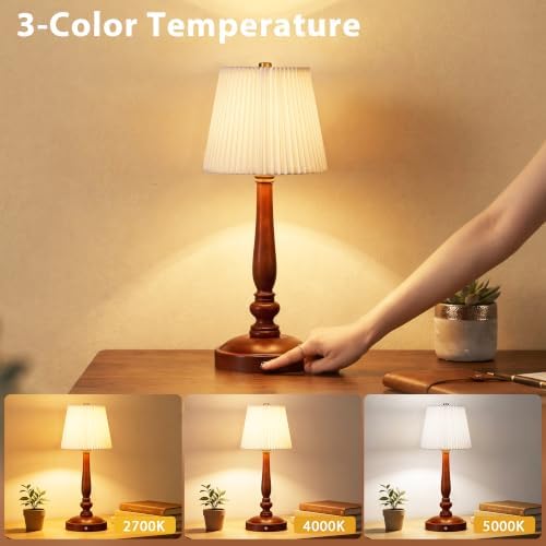 15.5'' Cordless Table Lamp, 5400mAh Rechargeable Small Bedside Lamp, White