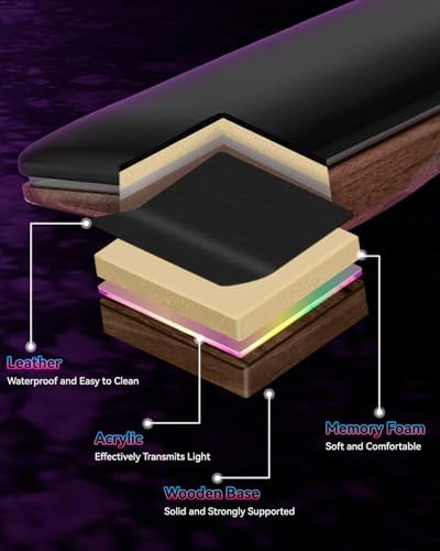 ASFSKY RGB Keyboard Wrist Rest, Wooden Wrist Rest for Computer Keyboards