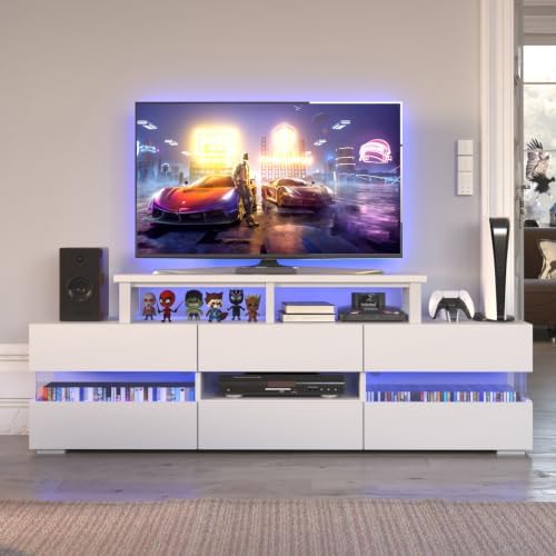 YAOHUOO 45" Large TV Riser for 32-60 inch TV, TV Riser Stand Shelf,White