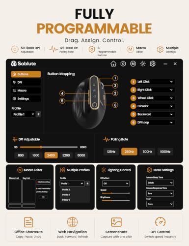 SABLUTE Ergonomic Vertical Wireless Mouse with 3-Device Switching MAM4