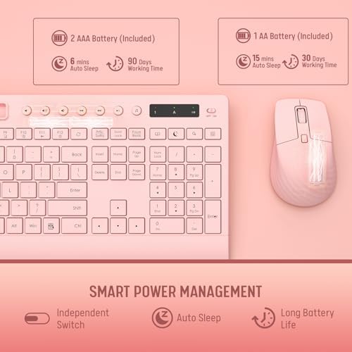 Trueque Wireless Keyboard and Mouse Combo, Full Size with Palm Rest