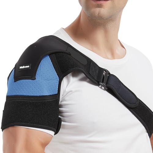 Shoulder Brace for Torn Rotator Cuff, Shoulder Support Immobilizer for Men and Women, Adjustable Compression Sleeve for Pain Relief, Dislocated AC Joint, Injury Recovery, Left or Right (Blue S-M)