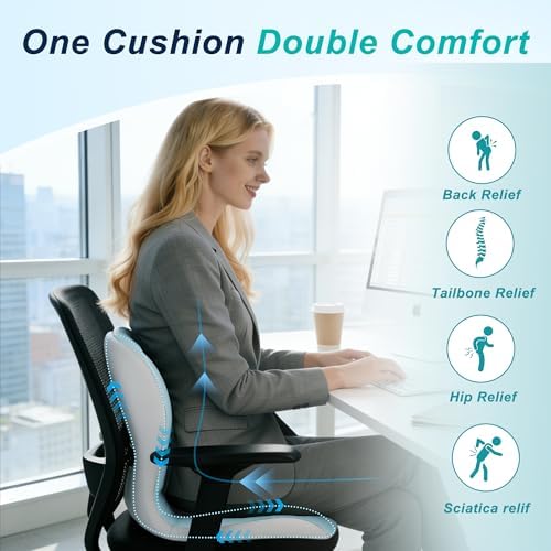 Seat Cushion for Office Chair, Ergonomic Cushion with Lumbar Support Pillow