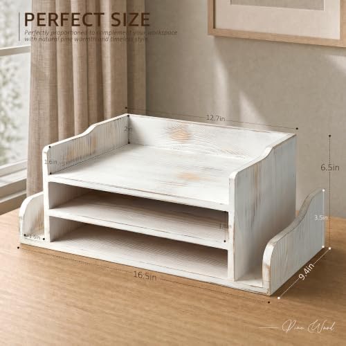 Wood Desk Organizer: File Organizer for Office Desk & Classroom, Whitewash