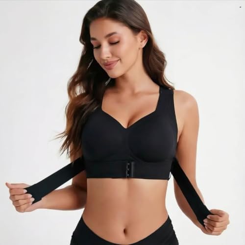 Posture Support Bras For Older Women Front Closure Crossback Wireless Bra Seamless Full Coverage Push Up Bralettes