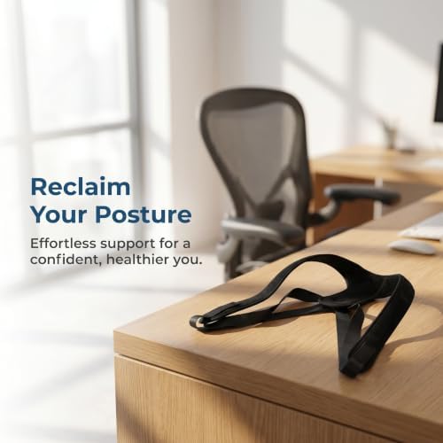 Adjustable Posture Corrector Back Brace for Office Workers, Black