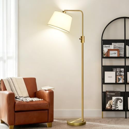 Nintiue Dimmable Floor Lamp, 1000 LM LED Edison Bulb Included, Arc Floor Lamps for Living Room Modern Standing Lamp Tall Lamps for Living Room Bedroom-Brass