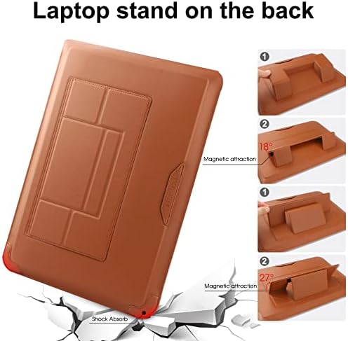 HoYiXi 15 16 Inch Laptop Sleeve Case Leather Bag for MacBook Pro 16 2021 & 2019/ASUS Vivobook 15/Huawei MateBook D15/HP 15.6" PC/MacBook Pro 15/Surface Laptop 3/Dell Inspiron 15/IdeaPad, Brown