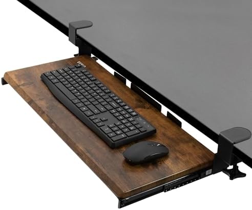 VIVO Vintage Brown Clamp-on 27 x 11 in Keyboard Tray, MOUNT-KB05N