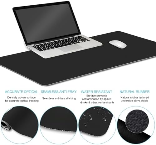 LIMKRIAN Black Large Mouse Pad Set, XXL Desk Matt for Desktop Decor