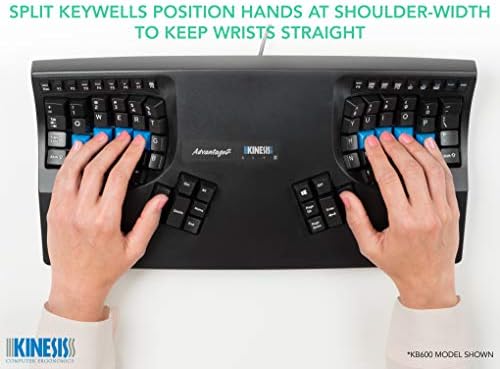 Kinesis Advantage2 Ergonomic Keyboard (KB600), Black top case, Cherry MX Brown Switches, QWERTY keycaps