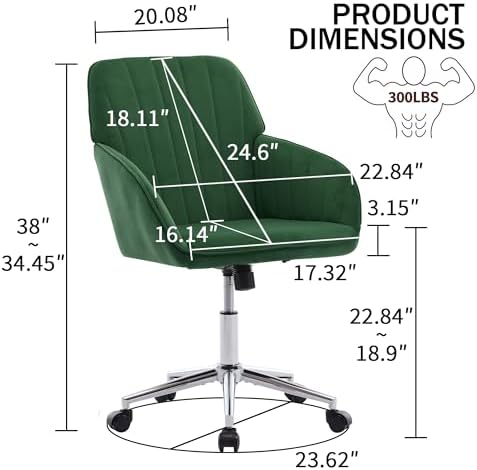 Home Office Desk Chair, Memory Foam Swivel Task Chair with Gold Base