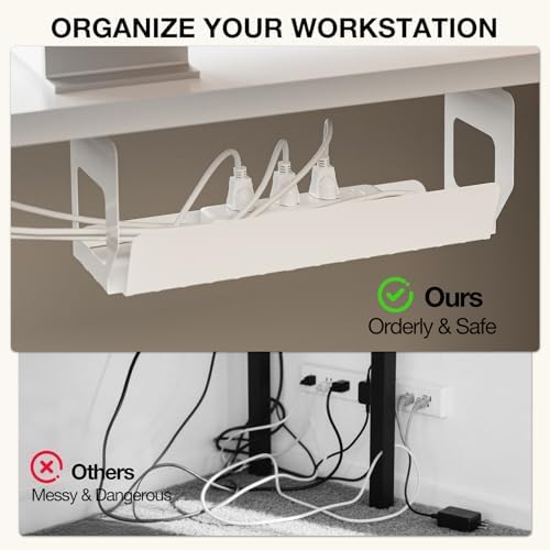Muvai 59" L Shaped Standing Desk with Cable Tray, Reversible, White