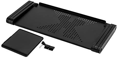 Upgraded Adjustable Aluminum Laptop Desk, with Cooling Fan, Mouse Pad, Notebook, MacBook Laptops Table Stand for Home Office, Ergonomic Lap Desk TV Bed Standing Desk